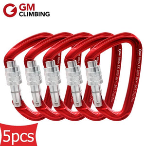 GM CLIMBING Carabiner 24kN CE / UIAA D Shape Screw Locking Rock Climbing Carabiner Master Lock Mountaineering Equipment