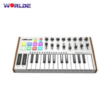 Load image into Gallery viewer, WORLDE TUNA MINI Ultra-Portable 25-Key USB MIDI Keyboard Controller 8 RGB Backlit Trigger Pads with 6.35mm Pedal Jack