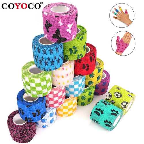 1 pcs Printed Medical Self Adhesive Elastic Bandage 4.5m Colorful Sports Wrap Tape for Finger Joint Knee First Aid Kit Pet Tape