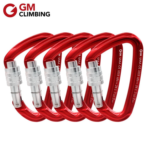 GM CLIMBING Carabiner 24kN CE / UIAA D Shape Screw Locking Rock Climbing Carabiner Master Lock Mountaineering Equipment